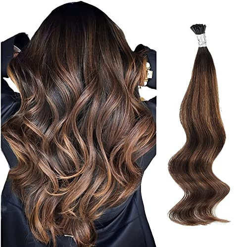 ABH AMAZINGBEAUTY HAIR Highlight 55cm Keratin Bonding Extensions Echthaar #2/6/2 Dunkelstes Braun mit Kastanienbraun I Tip Remy Echthaar Balayage I Tips Extensions 50gramm 50 Stränge