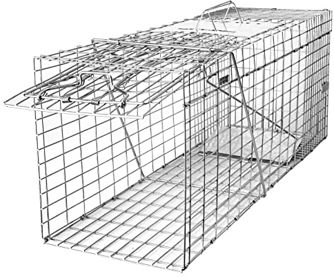 SZHLUX 32 Live Animal Cage Trap, Heavy Duty Folding Raccoon Traps, Humane Cat Trap for Stray Cats, Raccoons, Squirrel, Skunk, Mole, Groundhog, Armadillo, Rabbit, Catch and Release