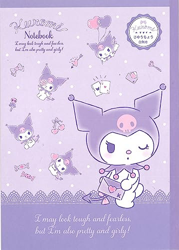 Tanpopo Sanrio Kuromi Notebook, Sketchbook, No Lines, with Blank Pages, 24sheets B5 7 x 10 Inches Made in Japan