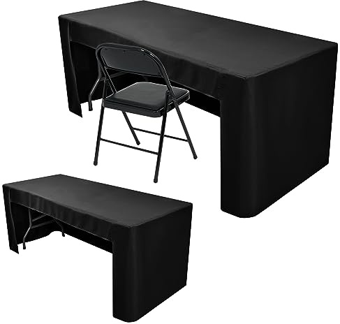 Black Tablecloths For 6 ft Rectangle Table With Open Back for Vendor 2 Pcs