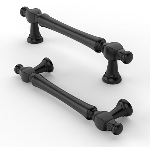 FURNIWARE Vintage Cabinet Handles, Matt Black Pulls 96mm(3.8Hole Center), Pack of 10, Cabinet/Drawer Hardware Pulls