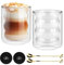 CPROSP 2x 200ml Tazza Caffè Doppio Vetro Borosilicato, Bicchierini Doppia Parete con 2x Cucchiaini + 2x Sottobicchiere, Bicchieri Espresso Doppia Parete Effetto Flottante Senza Condensa
