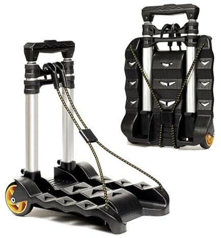 Folding Hand Truck, Sack truck 142 pounds Heavy Duty Platform Truck Utility Cart with Wheels & 2Elastic Ropes for Luggage, Travel, Auto, Shopping, Moving and Office