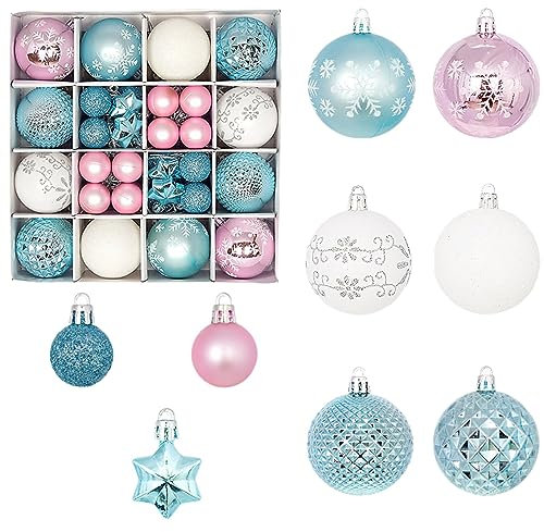 Weihnachtskugeln 44er Set Kunststoff Christbaumkugeln Kleine Kugeln Weihnachten Christbaumschmuck für Weihnachtsbaum Dekoration Weihnachtsdeko Partydeko Hausdeko (A)