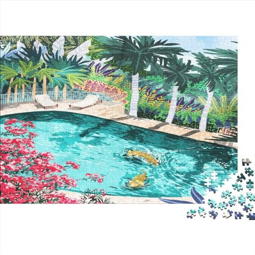Tigers in The Swimming Pool Jigsaw Puzzles for Adults 1000 Piece Animal Jigsaw Puzzle Jigsaw Puzzles for Adults Challenging Game 1000pcs (75x50cm)