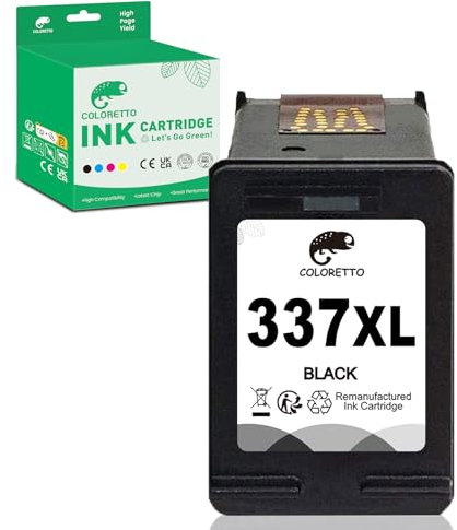 COLORETTO 337XL Wiederaufbereitet Druckerpatrone Tintenpatrone für HP DeskJet Series 5940 5940xi 6943 OfficeJet Series 100 6300 6310v PhotoSmart Series 2570 2573 2575 8000 8030 8038 C4100 (1 Schwarz)