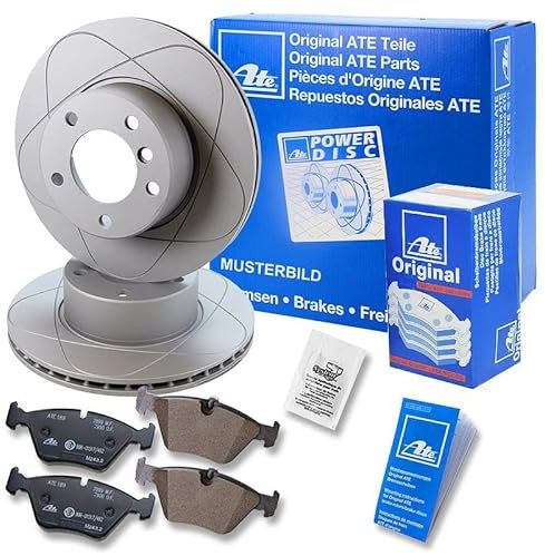 ATE Bremsenset Vorderachse inkl. PowerDisc Bremsscheiben Ø 256 mm belüftet und Bremsbeläge vorne Kompatibel mit AUDI A1, A3, SEAT, IBIZA, LEON, TOLEDO, SKODA FABIA, OCTAVIA, ROOMSTER, VW GOLF, POLO