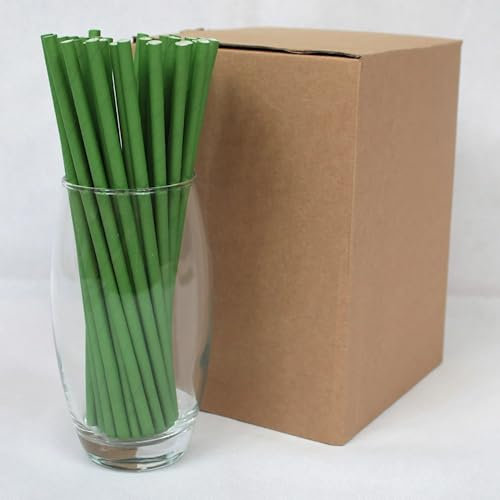 Green Paper Straws 6mm x 200mm (8) - Pack Size 500 - Food Safe/PFAS Free/Biodegradable/Suitable for All Occasions