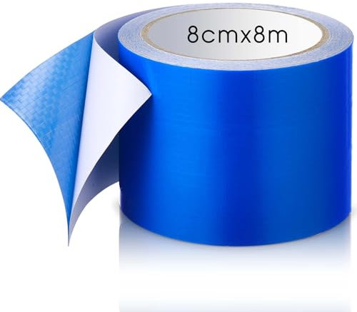 Sinmoe PE Planenband Lkw Reparatur Klebeband Markisenstoff Reparaturset 8cm ∗ 8m Wasserdicht Zelt Flicken für Kfz Anhänger Flugzeug Flicken Gewebeplane Trampolin Planen Kleber(Blau)