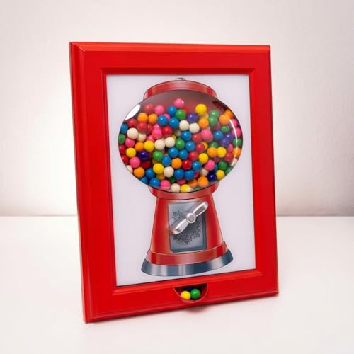 Eye Candy Frame, Distributeur de bonbons, machine à gomme, dans un cadre, pour bonbons, noix, friandises pour chien et chat, à suspendre au mur, debout sur une table, cadeau d'anniversaire et de