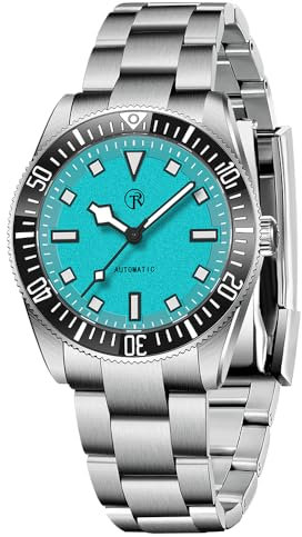 RollsTimi 7910 Herren Armbanduhr NH35, Automatikuhr, selbstaufziehend, Edelstahl, 100 m wasserdicht, Keramik Lünette, verschraubte Krone, stilvolle lässige Armbanduhr, blau, Armband