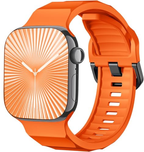 chinbersky Armbänd Kompatibel mit Apple Watch Armband 38mm 40mm 41mm 42mm für Damen Herren, Weiche Silikon Sport Ersatzarmband für iWatch Ultra Series 10/9/8/7/6/5/4/3/2/1/SE, Orange