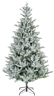 KLULK Albero Di Natale Merano Innevato 180 cm, Diametro 112 Cm | Base A Croce,Realistico & Stabile,Montaggio Sistema Ombrello Ignifugo, Garanzia 12 Anni