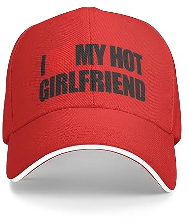 GQWJKSZ Herz I Love My Hot Girlfriend Hut Cowboyhut Vintage Washed Distressed Baseball Cap Dad Golf Hut für Männer Frauen Grau