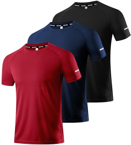 Boyzn 1, 3, 5 or 7er Pack Sport Tshirts Herren Kurzarm T-Shirts Funktionsshirt Laufshirt Schnelltrocknend Atmungsaktive Sport Shirt Sommer Fitnessshirt Trainingsshirt für Running Workout Bodybuilding