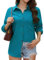 Stamain Chemisier Femme Manches Longues Oversize Chemise Turquoise Femme Coupe Ample Légère Été Fluide en Coton Polyester Respirant Haut Grande Taille Chic et Élégant avec Poche Poitrine XL