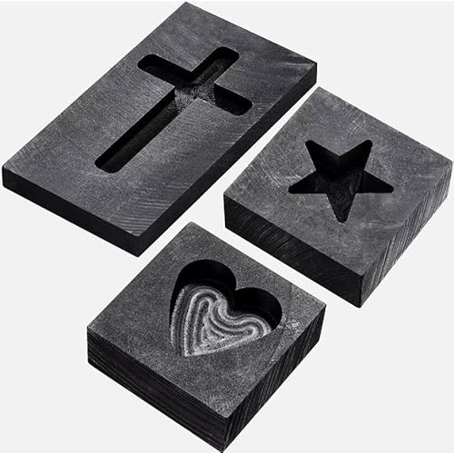 EatingBiting 3 Stück Herz Stern Kreuz Graphit Gießform Metall Verfeinern Schrott Schmelzen Gießen Verfeinern Schrott Barren für Juwelierwerkzeuge