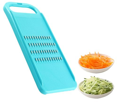 Grater for Korean Carrots Manual Vegetable Grater for Mandoline Cabbage Potato Fries Cucumber Onion Fruits Salad Cutter Veggie Chopper Food Thin Strips Shredder Handheld Kitchen Chipper Blue