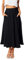 REORIA Damen Maxi Faltenrock Hohe Taille A-Linien Rock Midiröcke Eleganter Langer Rock mit elastischem Bund und Taschen Schwarz L