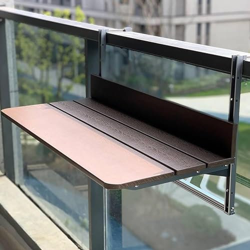 Verstellbarer Balkontisch zum Aufhängen für Terrasse, Außenbereich, Beistelltisch (60 x 37 cm), Klapptisch für Balkongeländer