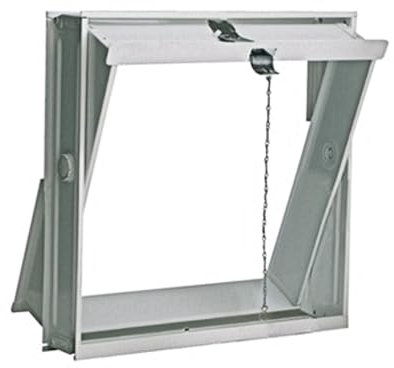 Cadre ouvrable et basculant horizontalement pour 4 briques de 24 x 24 x 8 cm. Conçu pour la ventilation des locaux. D'autres cadres sont disponibles pour accueillir un ou deux vitrocéramiques.