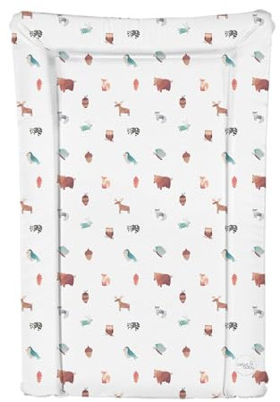 Matelas à langer imperméable pour bébé avec bords surélevés 46 x 73 cm – Animaux colorés (animaux de la forêt)