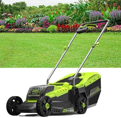 Lakenbroade Tondeuse à Gazon sans Fil, 21 V 4 Ah, Moteur sans balais, réglage de la Hauteur à 3 Positions, légère, Batterie et Chargeur Inclus.