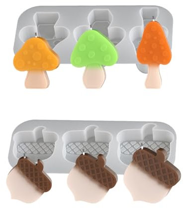 UR URLIFEHALL Lot de 2 moules en silicone pour bougies en forme de champignon, pomme de pin, moules en résine époxy pour savon, bougies, boutique, maison, fête, artisanat décoratif