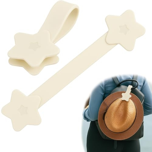 Mewtush 2PCS Hut-Clip Für Reisen,Reise Zubehör,Handtasche, Rucksack, Gepäck, Magnetischer Huthalter Clip Für Damen,Erwachsene, Damen, Kinder, Erwachsene, Zubehör,Outdoor,Hutbegleiter (Beige)