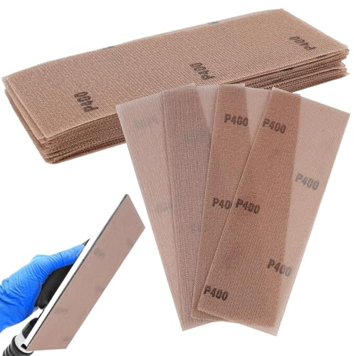 25 Pièces 70 x 198 mm Feuille pour Poncer, Grille de Ponçage, Filet de Ponçage, Filet pour Ponçeuse à Main, Grains 400, pour Murs, Bois et Peintures (400)