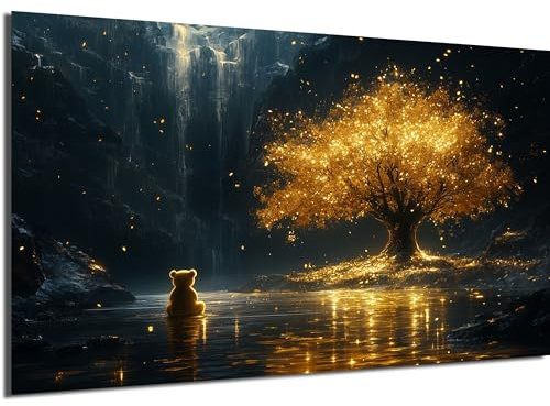 DRO Design - Lebensbaum Leinwand 56x84 cm XXL Groß Deko Schlafzimmer Aesthetic Leinwandbilder Wohnzimmer Gemälde Foto Geschenk Living Room Decoration Kunst Portrait Abstrakt