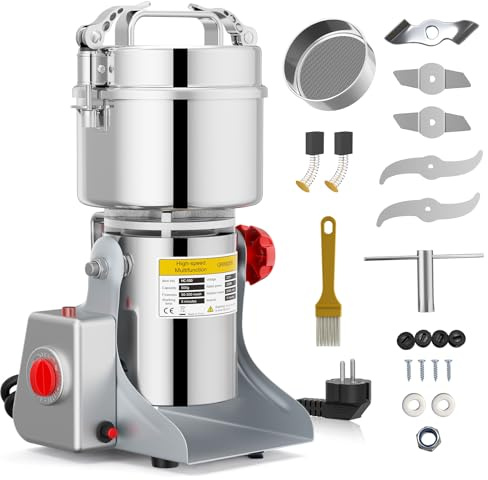 Niktulo Tragbare Getreidemühle 220 V,Zum Mahlen schütteln,Hochgeschwindigkeits Schleifmaschine Mehl Pulver,Deckelöffnungserkennung,für Kräuter/Gewürze/Nüsse/Getreide mit Überlastschutz (500g)