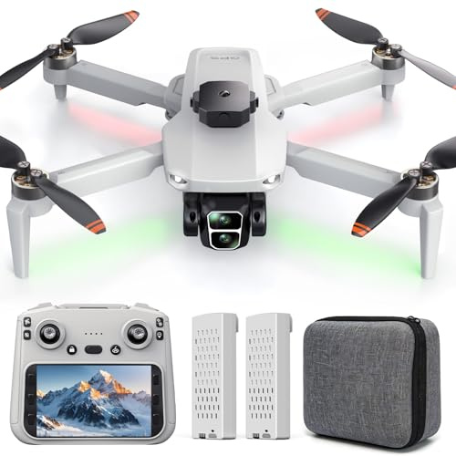 GPS-Drohne mit 4,3'' Bildschirm-Controller, 1080P Kamera, 32 Min Flugzeit mit 2 Akkus, Automatische Rückkehr, Für Anfänger, Jugendliche und Familien, Ideal für Outdoor-Spiel & Freizeit