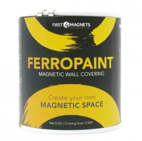 Ferropaint® Charcoal Magnetic Lack Für Wände, Schlafzimmer, Büro, Küche, Spielzimmer, Klassenzimmer, Diy und Renovierung - 0,25 Liter - 2 Dosen