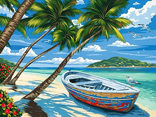 YXQSED [Sans cadre Peinture par numéro Kit, Peinture à l'huile Bricolage - Plage tropicale 16x20 pouces