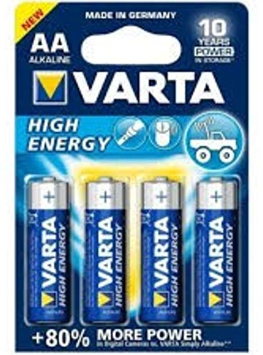 Pack of 4 Alkaline Batteries Lr6 Aa Longlife Power Varta