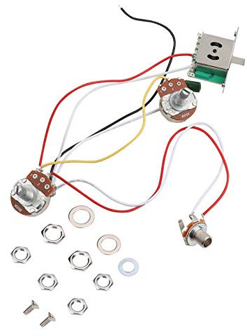Alomejor Kit de arnés de cableado de Guitarra Guitarra eléctrica Metálico precableado 500K 3 vías Push Pull Switch Kit