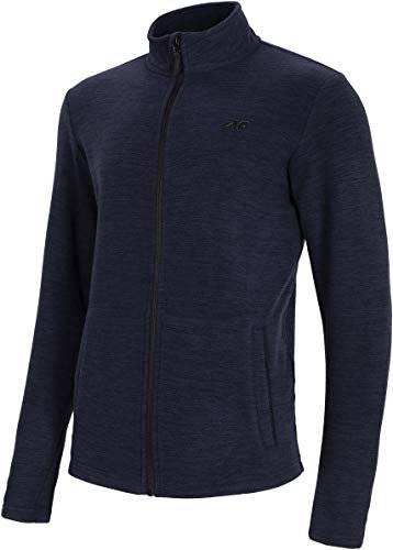 4F Herren Fleecejacke Farouk, Dark Blau Melange, XXL