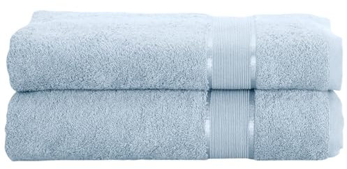 Mixibaby 2er Set Gästetuch Handtuch Duschtuch Badetuch Saunatuch Frottee Baumwolle 500gsm, Größe:Handtuch 50x100cm, Farbe:Babyblau