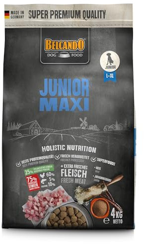 BELCANDO Junior Maxi [4 kg] Hundefutter | Trockenfutter für Junghunde großer Rassen | Alleinfuttermittel für Junghunde ab 4 Monaten