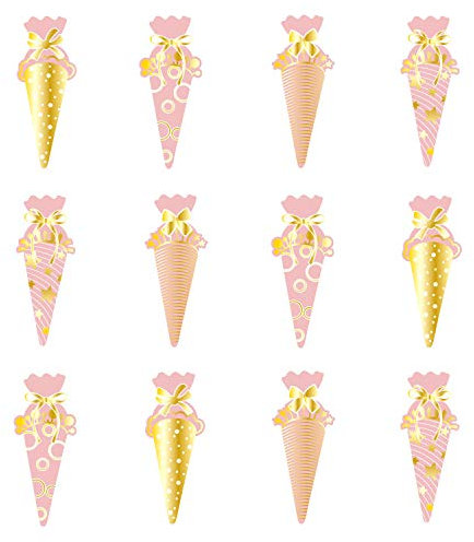 Oblique Unique® Zuckertüte Konfetti 12 Stk Zuckertüten Schultüten Tisch Dekoration Streu Deko Schuleinführung Einschulung Schulanfang Mädchen Rosa Gold