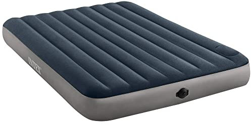 Intex Colchón Inflable Dura-Beam Standard, Cama Doble, colchón Hinchable 150, Medidas 152x203x25 cm, con Bomba eléctrica a Pilas, colchón Hinchable Camping