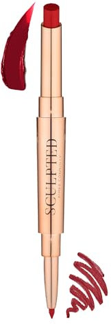 Lip Duo 2-in-1 Lipstick & Liner from Sculpted by Aimee (Ruby Rouge) - Travel-Friendly, Double-Ended Lip Duo to Sculpt, Shape & Colour Lips