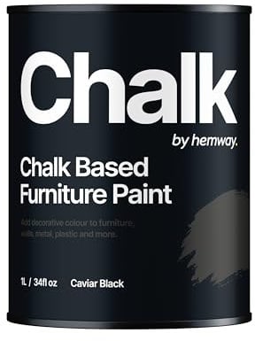 Hemway - Chalk Based Furniture Paint - Caviar Black 1 L | Chalky Matt Shabby Chic Finish for Interior & Exterior Home Decor | Quick Dry & All-in-one