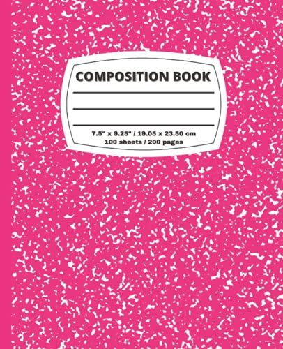 Composition Book: Rose and White Marble Cover Composition Notebook, College Ruled, 200 pages, 7.5 x 9.25, Book for School and Students for Writing and Journaling