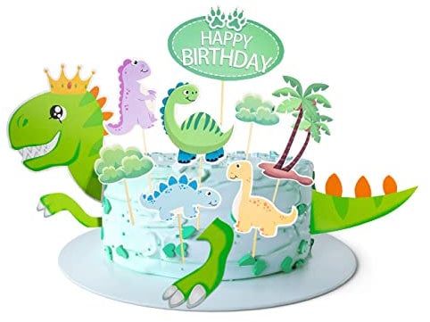 OMIGA Dinosaur Cake Toppers 3D Dinosaur Cake Decorations Birthday Cake Dino Topper With Glue and Stick for Kids Birthday Dinosaur Theme Party Decoration