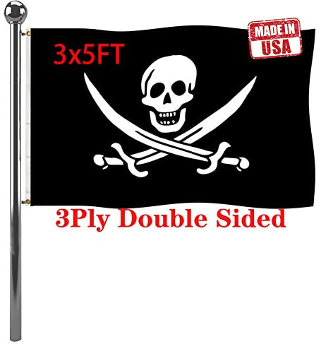 Jayus Jolly Roger Flaggen, 7,6 x 12,7 cm, doppelseitig, strapazierfähig, Piratenflagge, Banner mit 2 Ösen