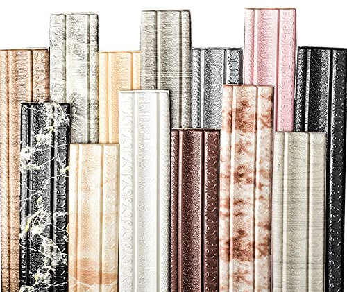 Fußleisten Selbstklebend 4,5mm Dicke Sockelleisten 3D wasserdichte Dekorative Wandplatte Zierleisten Stuckleisten, für Fußleisten Seitenlinien, Wandaufkleber für Hause Küche Bad (M, 230x8cm)