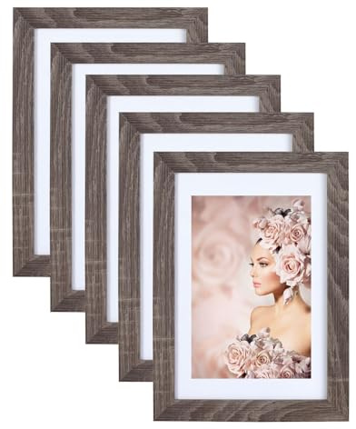 IDEAL TREND 5er Pack Holz Bilderrahmen Foto Plexi Rahmen Acryl Collage Wanddeko Poster S215: Farbe: Eiche Hell | Format: 20x30