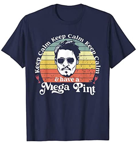 OUHZNUX Mega Pint Johnny Depp bedrucktes T-Shirt, modischer lockerer, lässiger, bequemer Kurzarm-Pullover für Männer und Frauen, Street-Hip-Hop-Sweatshirt (2XS-4XL)